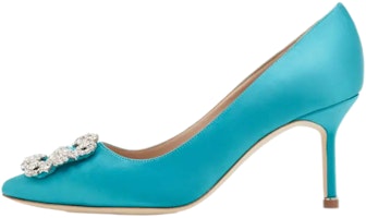 (Women) Manolo Blahnik Hangisi 'Turquoise Satin' 9XX-0316-0089 (Women) Manolo Blahnik Hangisi 'Turquoise Satin' 9XX-0316-0089