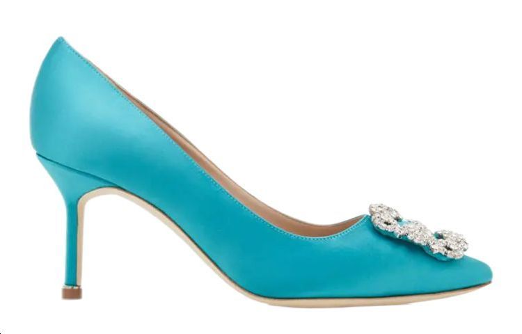 (W) Manolo Blahnik Hangisi 'Turquoise Satin' 圖 2
