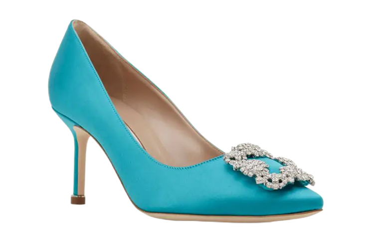 (W) Manolo Blahnik Hangisi 'Turquoise Satin' 圖 3