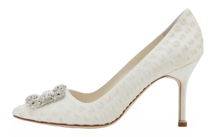 (Women) Manolo Blahnik Hangisi 'White Jewel Buckle' 122-2109-0001