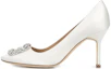 Buy (W) Manolo Blahnik Hangisi 'Kasut Tumit Tinggi Kulit Putih Berhujung Runcing' 9XX-0317-1309