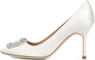 (Women) Manolo Blahnik Hangisi 'White Leather Point-Toe Pumps' 9XX-0317-1309 (Women) Manolo Blahnik Hangisi 'White Leather Point-Toe Pumps' 9XX-0317-1309