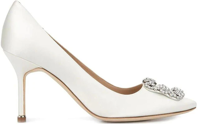 (W) Manolo Blahnik Hangisi 'Kasut Tumit Tinggi Kulit Putih Berhujung Runcing' 9XX-0317-1309 Order (W) Manolo Blahnik Hangisi 'Kasut Tumit Tinggi Kulit Putih Berhujung Runcing' 9XX-0317-1309