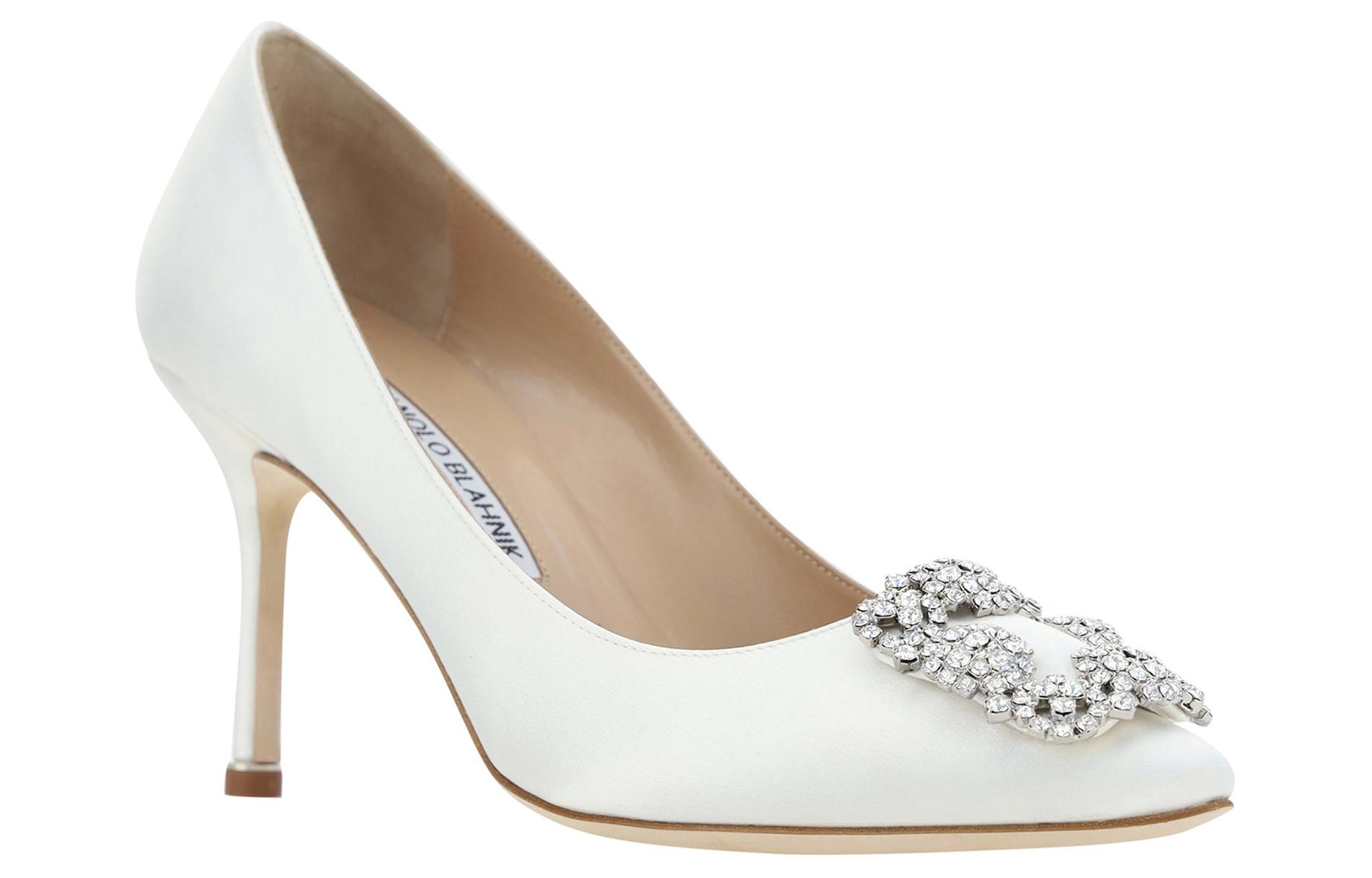 Lookbook (W) Manolo Blahnik Hangisi 'Kasut Tumit Tinggi Kulit Putih Berhujung Runcing' 9XX-0317-1309