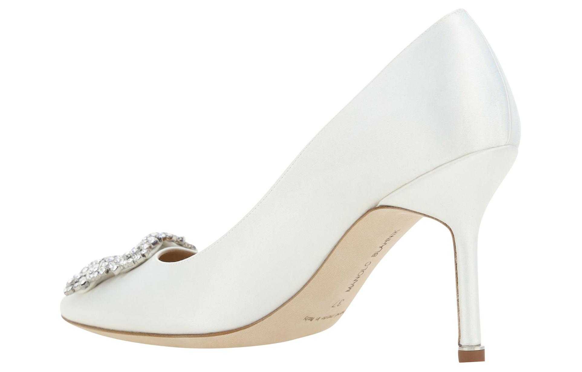 Purchase (W) Manolo Blahnik Hangisi 'Kasut Tumit Tinggi Kulit Putih Berhujung Runcing' 9XX-0317-1309