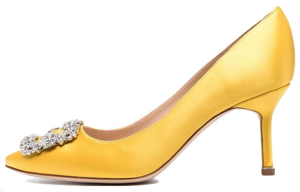 (Women) Manolo Blahnik Hangisi 'Yellow Satin' 9XX-0367-7307