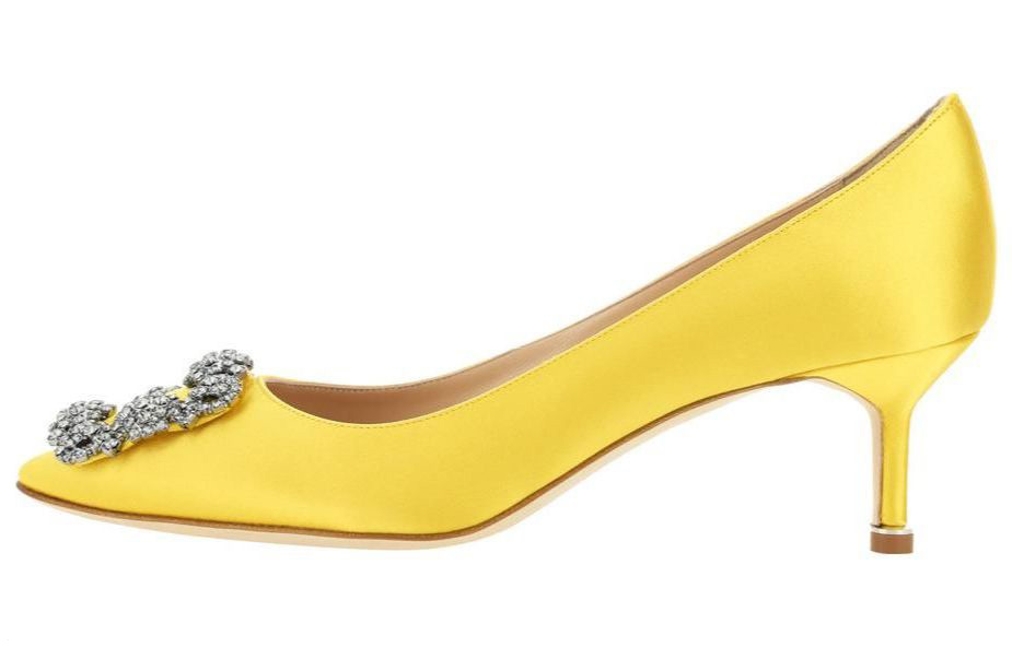 (Women) Manolo Blahnik Hangisi 'Yellow Satin' 9XX-0661-7307