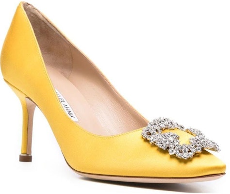 (Women) Manolo Blahnik Hangisi 'Yellow Satin' 9XX-0367-7307 Order (Women) Manolo Blahnik Hangisi 'Yellow Satin' 9XX-0367-7307