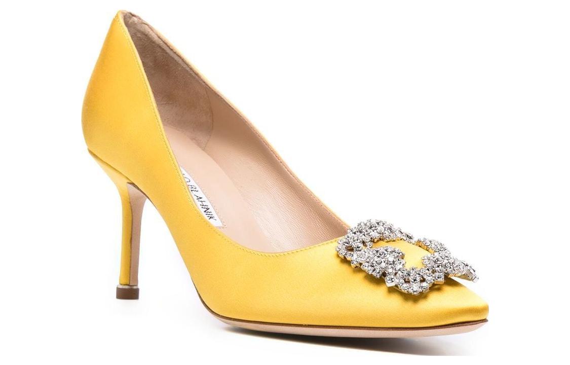 Order (W) Manolo Blahnik Hangisi 'Satin Kuning' 9XX-0367-7307