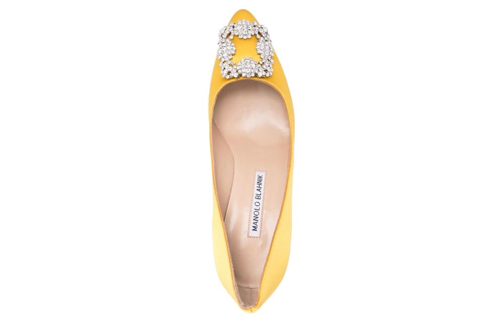 Shop (Women) Manolo Blahnik Hangisi 'Yellow Satin' 9XX-0367-7307