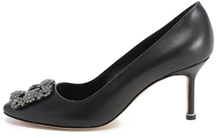 (Women) MANOLO BLAHNIK Hangisi Black Crystal Buckle 7cm Heels Women’s Leather Pumps 121-1707-0004 (Women) MANOLO BLAHNIK Hangisi Black Crystal Buckle 7cm Heels Women’s Leather Pumps 121-1707-0004
