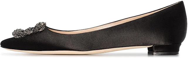 (Women) Manolo Blahnik Hangisi Flat 'Black Embellished' 9XX-0348-0053 (Women) Manolo Blahnik Hangisi Flat 'Black Embellished' 9XX-0348-0053
