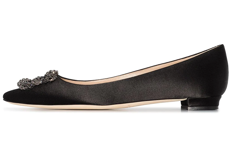 (Women) Manolo Blahnik Hangisi Flat 'Black Embellished' 9XX-0348-0053
