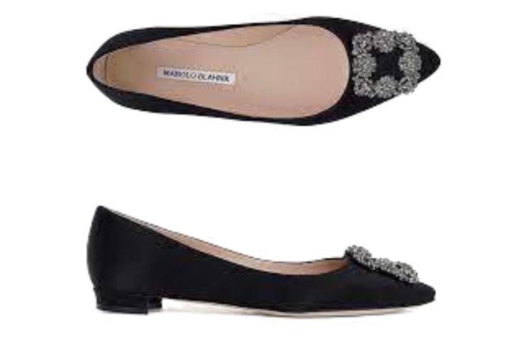 Lookbook (W) Manolo Blahnik Hangisi Flat 'Hitam Berperincian' 9XX-0348-0053