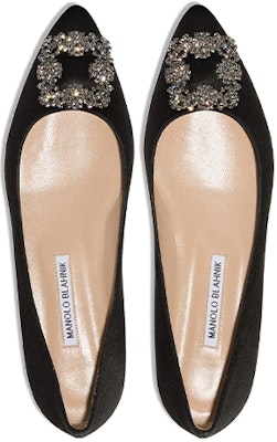 MANOLO BLAHNIK Hangisi 贴花平底鞋 女款 黑色 Lookbook MANOLO BLAHNIK Hangisi 贴花平底鞋 女款 黑色