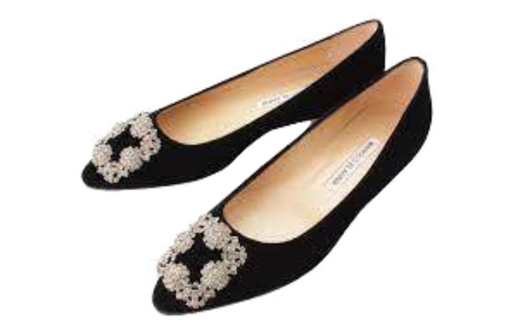 Purchase (W) Manolo Blahnik Hangisi Flat 'Hitam Berperincian' 9XX-0348-0053