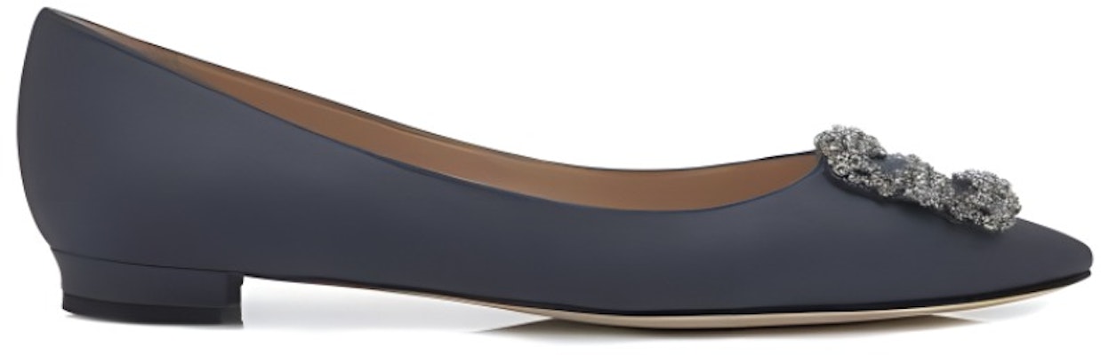 (Women) Manolo Blahnik Hangisi Flat 'Dark Grey Crystal Buckle' 9XX-0348-0038 Order (Women) Manolo Blahnik Hangisi Flat 'Dark Grey Crystal Buckle' 9XX-0348-0038