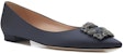 (W) Manolo Blahnik Hangisi Flat 'Kelabu Gelap Kristal Gesper' 9XX-0348-0038