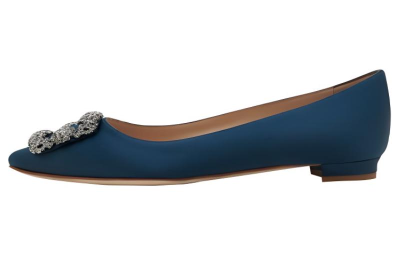 (W) Manolo Blahnik Hangisi Flat 'Deep Teal'