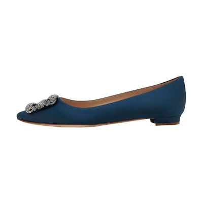 (W) Manolo Blahnik Hangisi Flat 'Deep Teal'
