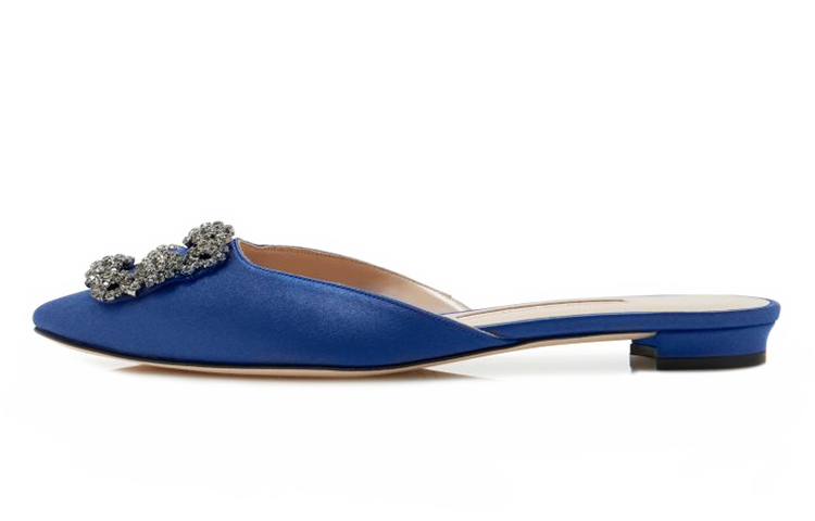 Buy (W) Manolo Blahnik Hangisi Flat 'Satén Azul Marino' 9XX-0732-0054
