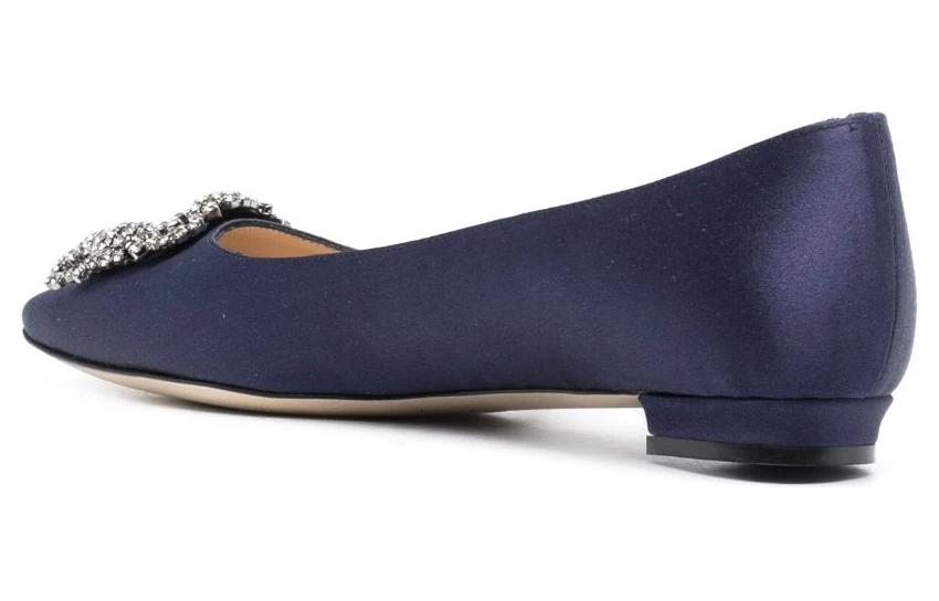 (W) Manolo Blahnik Hangisi Flat 'Navy Satin Crystal Buckle' 圖 4