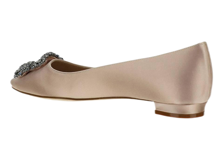(W) Manolo Blahnik Hangisi Flat 'Pink Satin Crystal Buckle' 圖 4
