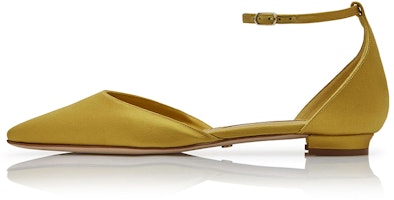 (Women) Manolo Blahnik Hangisi Flat 'Yellow Satin with Bell Charms' 421-1113-0001 (Women) Manolo Blahnik Hangisi Flat 'Yellow Satin with Bell Charms' 421-1113-0001