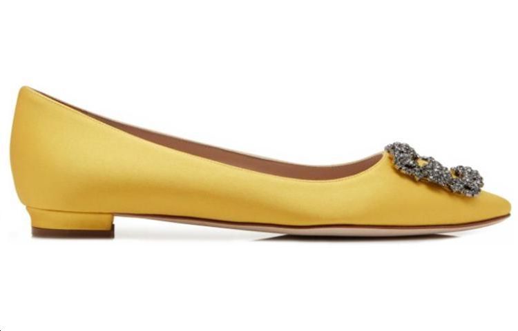 (W) Manolo Blahnik Hangisi Flat 'Yellow Satin Crystal Buckle' 圖 2