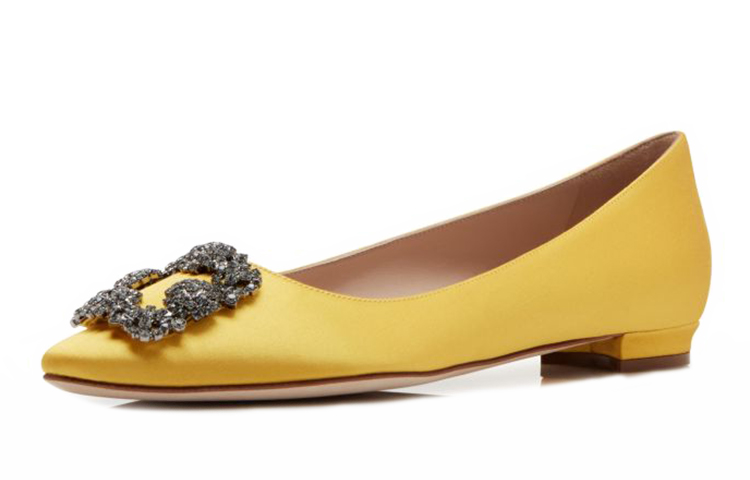 (W) Manolo Blahnik Hangisi Flat 'Yellow Satin Crystal Buckle' 圖 4