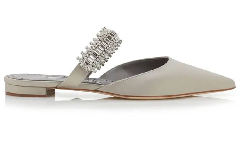 (W) Manolo Blahnik Hangisi Flats 'Light Grey Crystal' 圖 2