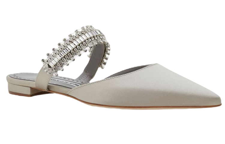 (W) Manolo Blahnik Hangisi Flats 'Light Grey Crystal' 圖 3