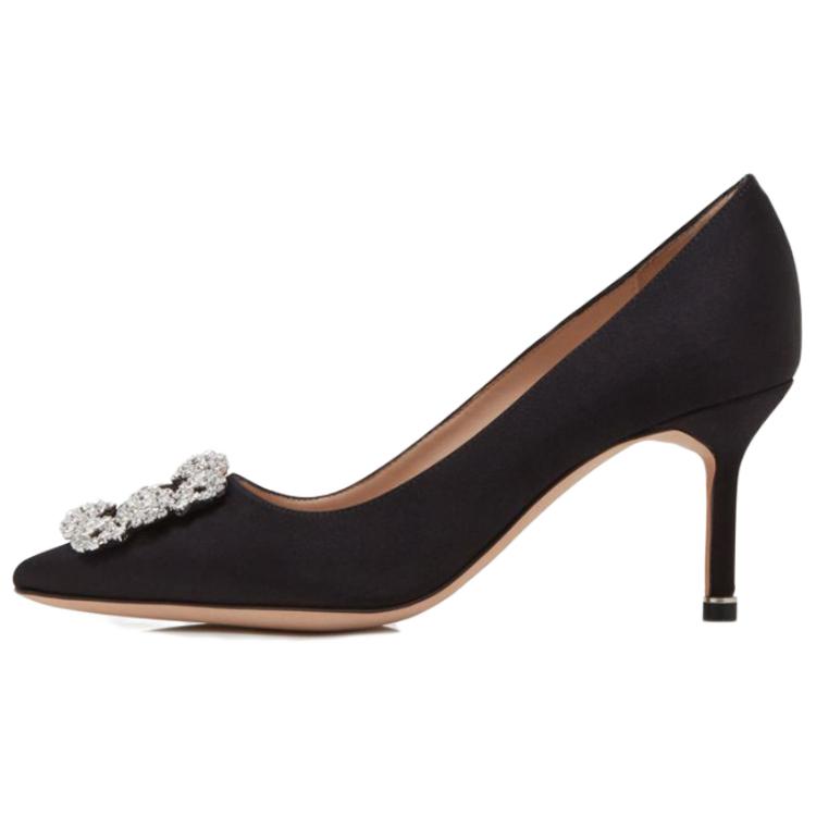 (Women) Manolo Blahnik Hangisi High Heel 'Black Crystal Buckle' 9XX-0316-0053