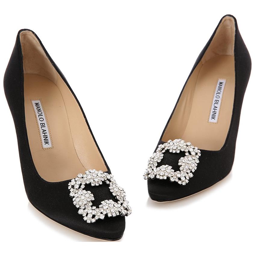 Shop (W) Manolo Blahnik Hangisi Tumit Tinggi 'Gancu Kristal Hitam' 9XX-0316-0053