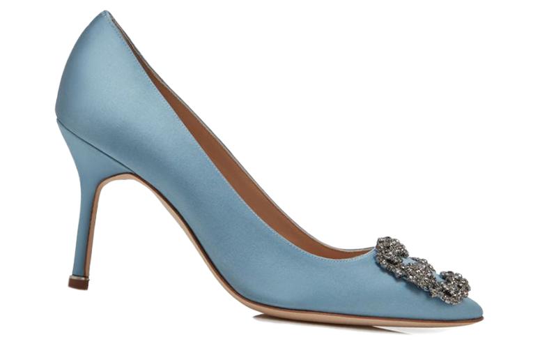 (W) Manolo Blahnik Hangisi High Heel 'Blue Satin Crystal Buckle' 圖 2
