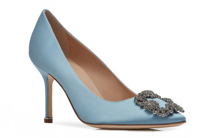 (W) Manolo Blahnik Hangisi High Heel 'Blue Satin Crystal Buckle' 圖 3