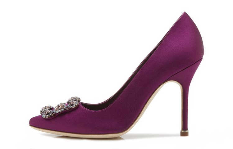 (Women) Manolo Blahnik Hangisi High Heel 'Bright Purple Satin' 318-0570-0002