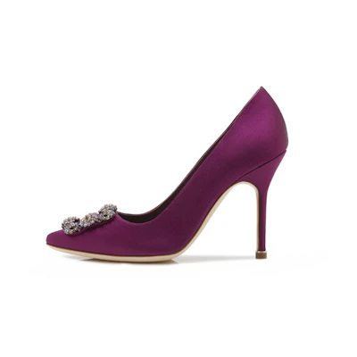 (W) Manolo Blahnik Hangisi High Heel 'Bright Purple Satin'