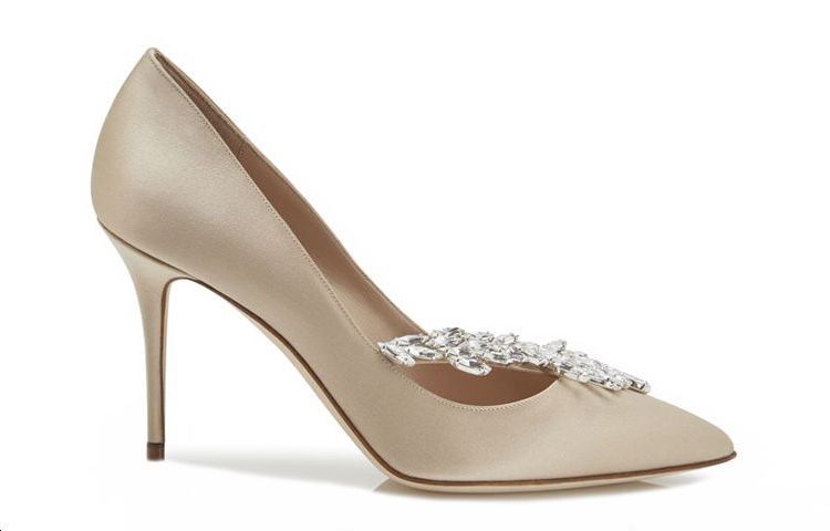(W) Manolo Blahnik Hangisi High Heel 'Champagne Crystal Leaf' 圖 2