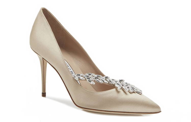 (W) Manolo Blahnik Hangisi High Heel 'Champagne Crystal Leaf' 圖 3