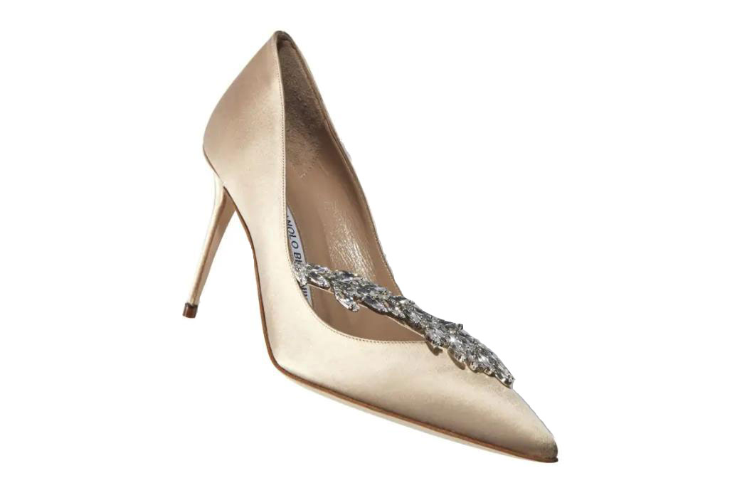 (W) Manolo Blahnik Hangisi High Heel 'Champagne Crystal Leaf' 圖 5