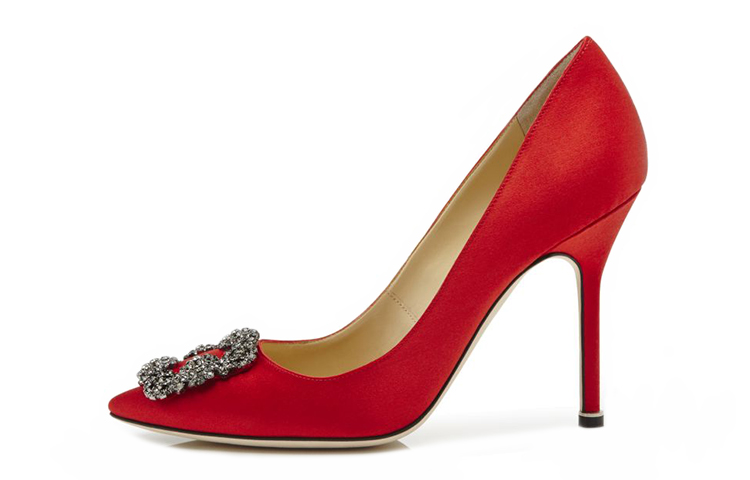 (W) Manolo Blahnik Hangisi High Heel 'Orange Crystal Buckle'