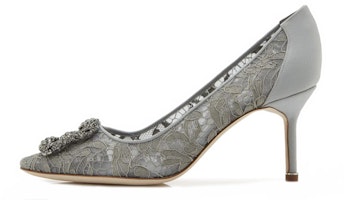 (Women) Manolo Blahnik Hangisi High Heels 'Crystal Buckle Grey' 9XX-0696-0011 (Women) Manolo Blahnik Hangisi High Heels 'Crystal Buckle Grey' 9XX-0696-0011