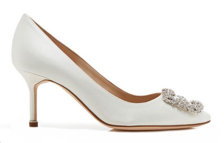 (W) Manolo Blahnik Hangisi High Heels 'Crystal Buckle White' 圖 2