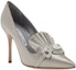 Order (W) Manolo Blahnik Hangisi Tumit Tinggi 'Crystal Buckle Silver Satin' 121-1389-0010