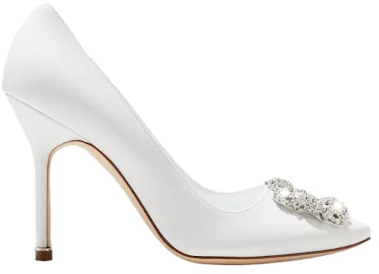 (W) 마놀로 블라닉 항기시 크리스탈 버클 흰색 가죽 하이힐 121-1656-0001 Order (W) 마놀로 블라닉 항기시 크리스탈 버클 흰색 가죽 하이힐 121-1656-0001