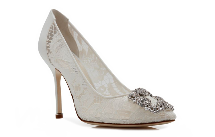 (W) Manolo Blahnik Hangisi High Heels 'Crystal Buckle White' 圖 2