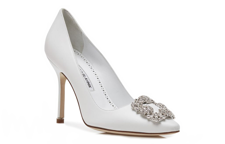 (W) Manolo Blahnik Hangisi High Heels 'Crystal Buckle White Leather' 圖 3