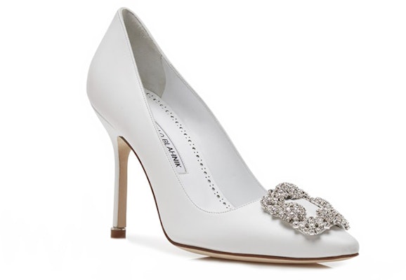 (W) 마놀로 블라닉 항기시 크리스탈 버클 흰색 가죽 하이힐 121-1656-0001 Lookbook (W) 마놀로 블라닉 항기시 크리스탈 버클 흰색 가죽 하이힐 121-1656-0001