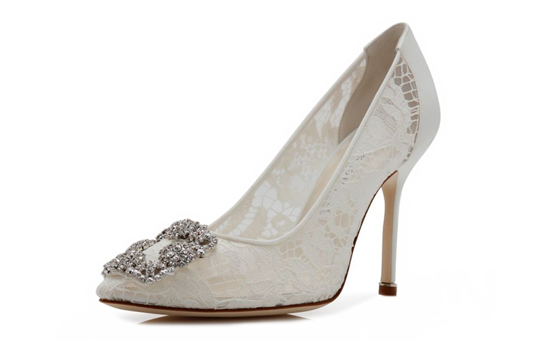 (W) Manolo Blahnik Hangisi High Heels 'Crystal Buckle White' 圖 3